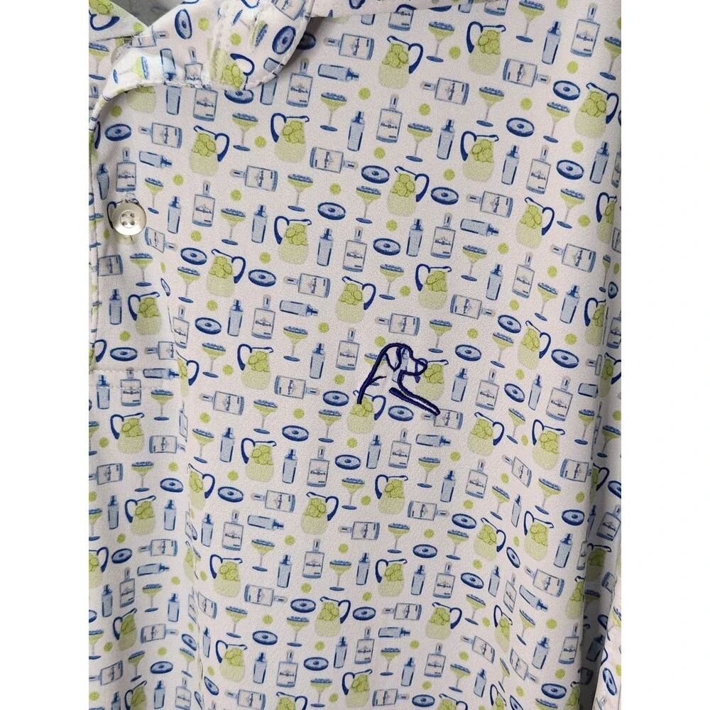 Men'sRhoback 3XL Performance Polo Short Sleeve Shirt XXXL Blue & Green Cocktails - Picture 3 of 14